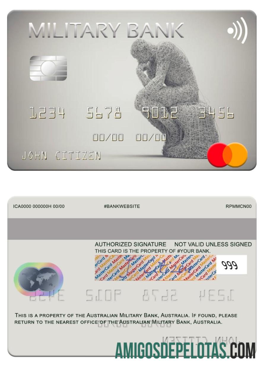 Austrália Mastercard do Banco Militar Australiano exemplo real